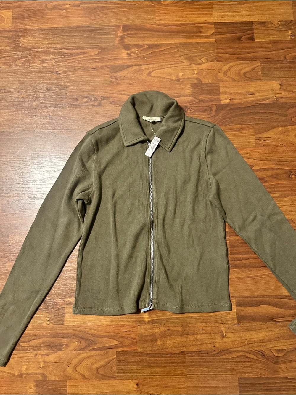 BNWT Madewell Olive Green Zip-Front Women's sweater
